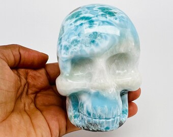Larimar Skull,AAA Larimar,Meditation stone,Larimar stone,Natural Larimar,Healing stone,Skull,Crystal Skull,Dominican Larimar,Chakra healing