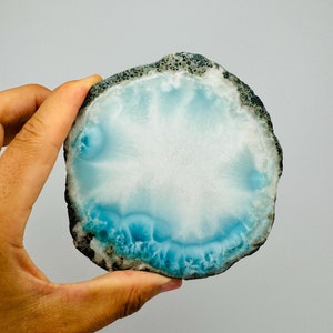 Larimar Geode Slab 1 of 3,AAA Larimar,Raw Larimar,Meditation stone,Larimar stone,Natural Larimar,Healing stone,Dominican Larimar