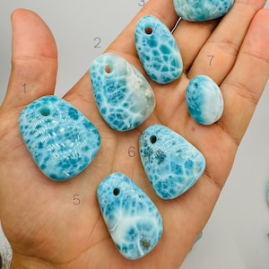 Larimar Miner Pendants III, Limited Ed. Super Blue + Fractal Larimar Pendants,AAA Larimar,Larimar Jewelry,Larimar Pendant,Larimar Palmstone