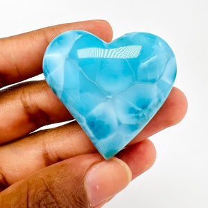 Larimar Heart,AAA Larimar,Larimar Palm Stone,Larimar Cabochon,Meditation stone,Natural Larimar,Healing stone,Dominican Larimar