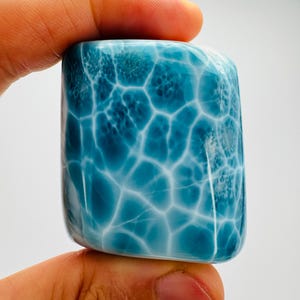 Stunning Super Blue Larimar Tube,Super Blue Larimar,AAA Larimar,Larimar Palmstone,Meditation stone,Healing stone,Larimar Freeform