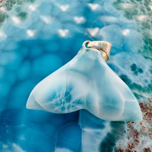 Larimar Whale Tail Pendant, Super Blue Larimar,AAA Larimar,Larimar jewelry,Larimar pendant,Sterling Silver 925