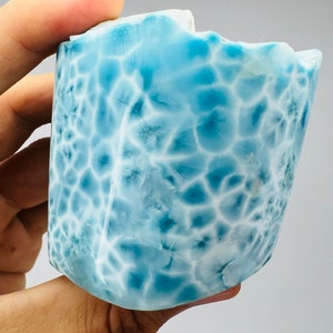 Awesome Fractal Larimar Tube,Super Blue Larimar,AAA Larimar,Larimar Palmstone,Meditation stone,Healing stone,Larimar Freeform