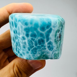 Awesome Fractal Larimar Tube,Super Blue Larimar,AAA Larimar,Larimar Palmstone,Meditation stone,Healing stone,Larimar Freeform