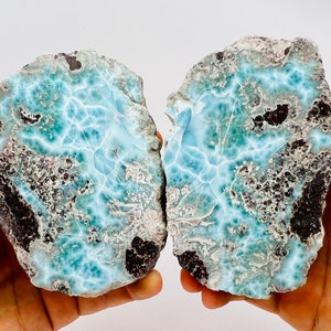 Larimar Slab Pair,AAA Larimar,Meditation stone,Larimar stone,Natural Larimar,Healing stone,Dominican Larimar,Larimar Slab