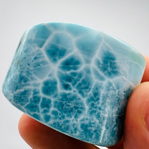 Awesome Fractal Larimar Tube with &quot;flowers&quot;,Super Blue Larimar,AAA Larimar,Larimar Palmstone,Meditation stone,Healing stone,Larimar Freeform