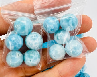 Larimar Beads 15mm Set of 5,AAA Larimar,Larimar jewelry,Larimar sphere,Larimar stone,High quality Larimar,Natural Larimar,Gemstone Beads