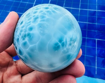 Delightful Larimar 59mm Sphere,AAA Larimar,Larimar stone,Healing stone,Crystal Sphere,Gemstone Sphere,Meditation stone,Genuine Larimar