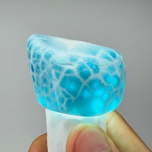 Spectacular Fractal+Super Blue Larimar Tube,Super Blue Larimar,AAA Larimar,Larimar Palmstone,Meditation stone,Healing stone,Larimar Freeform