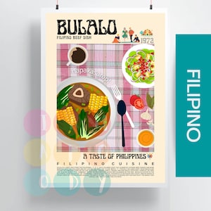 Bulalo Poster Retro Style, Filipino Cuisine Wall Art, Vintage Philippines Food Prints, Modern Kitchen Decor,Asian Food Wall Art,Gift For Her