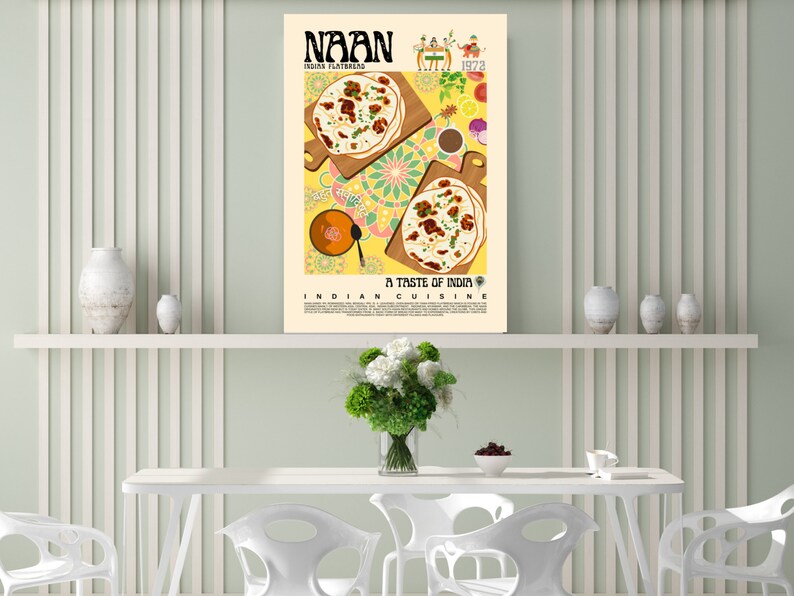 Nan Roti Poster Naan Poster Retro Style, Indian Cuisine Wall Art, Indian Food Prints ...