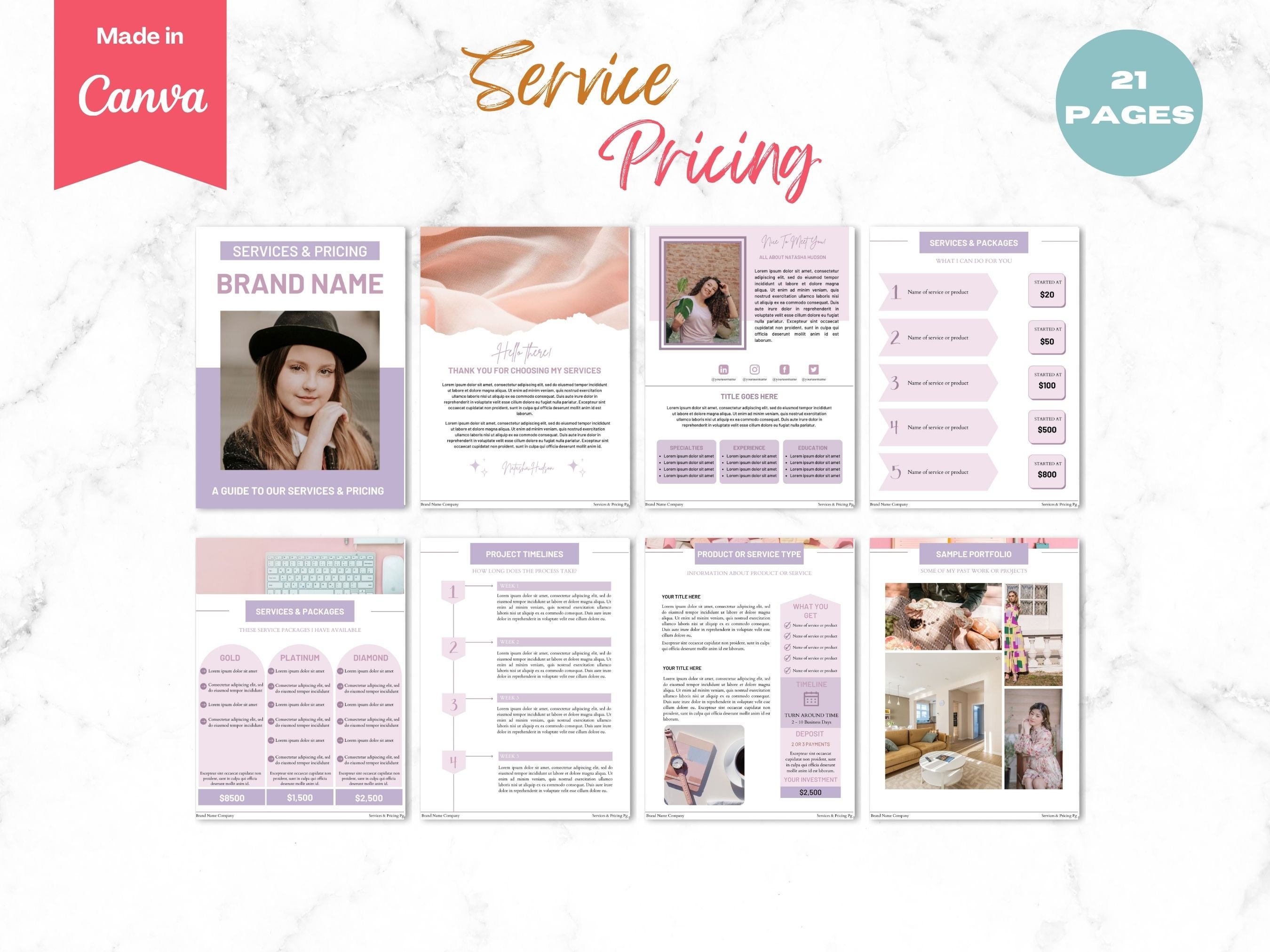 Services and Pricing Guide Canva Template, Pricing Template, Client ...