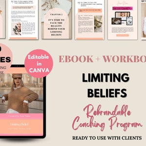 Limiting Beliefs Coach Workbook, Done For You Course, Lead Magnet Ebook, Brandable Course, Life Coaching Tools, Therapist Workbook Template