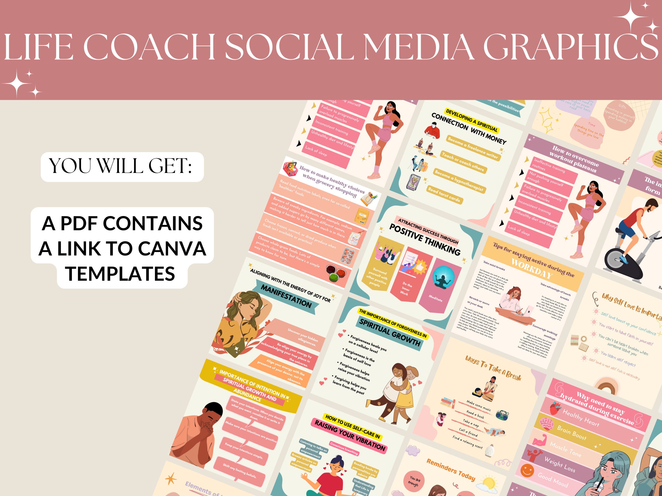 60 Life Coach Mental Health Social Media CANVA Templates, Life Coach ...