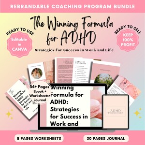 Brandable Coaching Program | ADHD Success Formula Done For You Workbook, Coaching Program for Life Coaches, ADHD coach, Psychologists