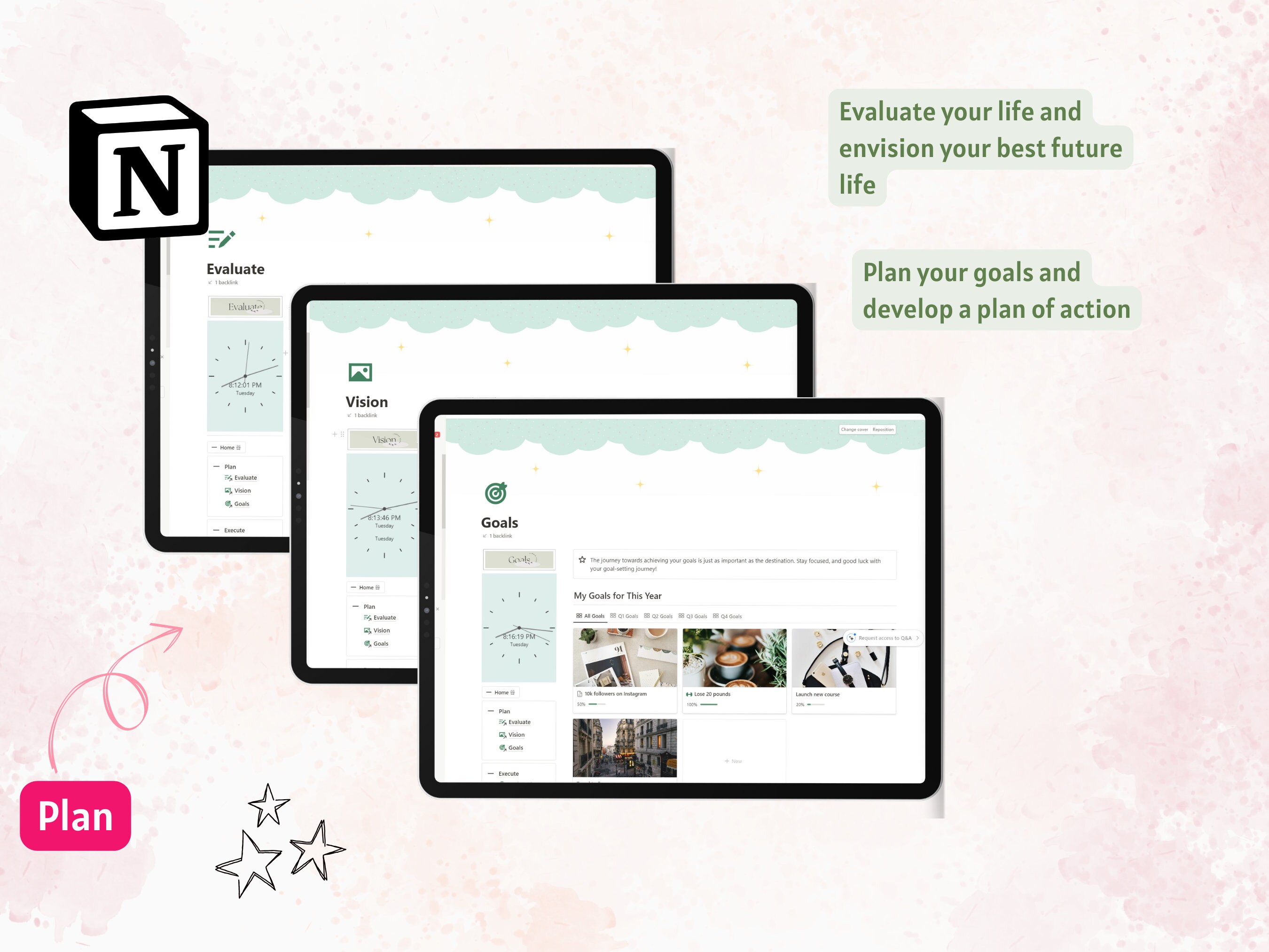 Notion Template 12 Week Year Planner, Notion Dashboard Goal Planner ...