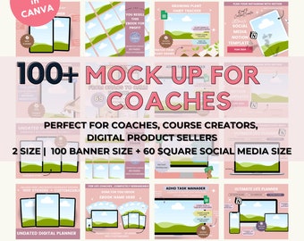 100+ Mockup Canva Template for Coaches, Course Creator Mockup, Digital Product Mockup, Canva Mockup Bundle, Online Course Mockup Tech Mockup