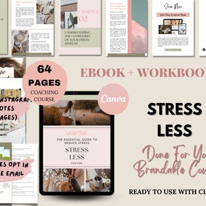 Stress Less Coach Ebook, Done For You Course , Stress Management, Brandable Coaching Workbook, Lead Magnet Life Coaching Tools