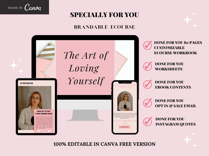 Self Love Workbook Canva, Done for You Self Love, Brandable Coaching ...