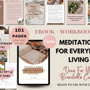 Done For You Course, Meditation Journal, Mindfulness and Wellness Coach Workbook, Brandable Coaching Resources, Coach Content, Lead Magnet