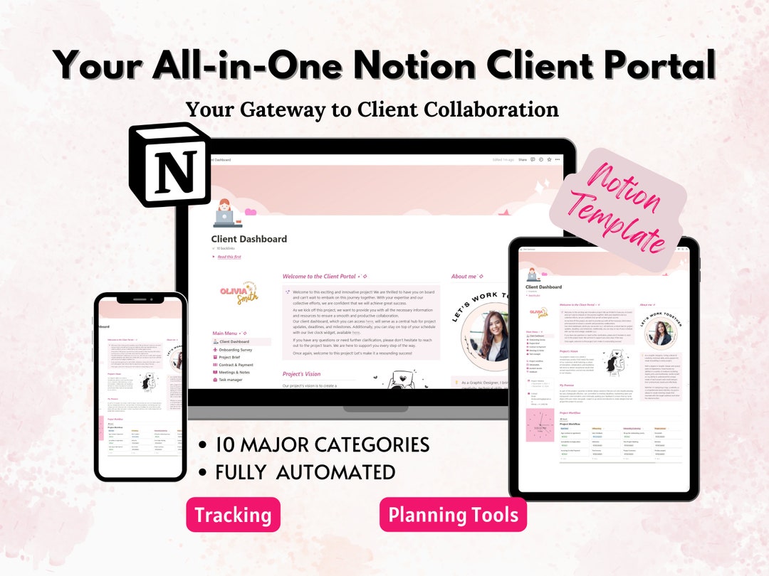 Client Portal Notion Template, Notion Client Dashboard, Project ...