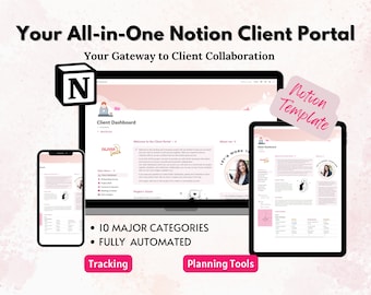 Modelo de noção de portal do cliente, painel do cliente Notion, gerenciamento de projetos, rastreador de clientes Notion, Notion Digital Business para Freelancer