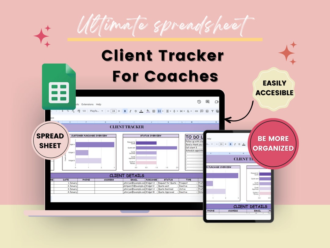 Client Tracker Spreadsheet for Small Business, Client Management Google ...