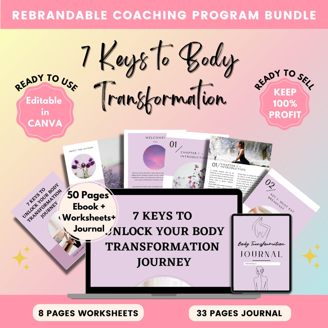 Body Transformation Ebook, Done for You Workbook, Journal, Coaching ...