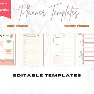 Editable Printable Planner Template Canva, Canva Template Kit, Daily ...