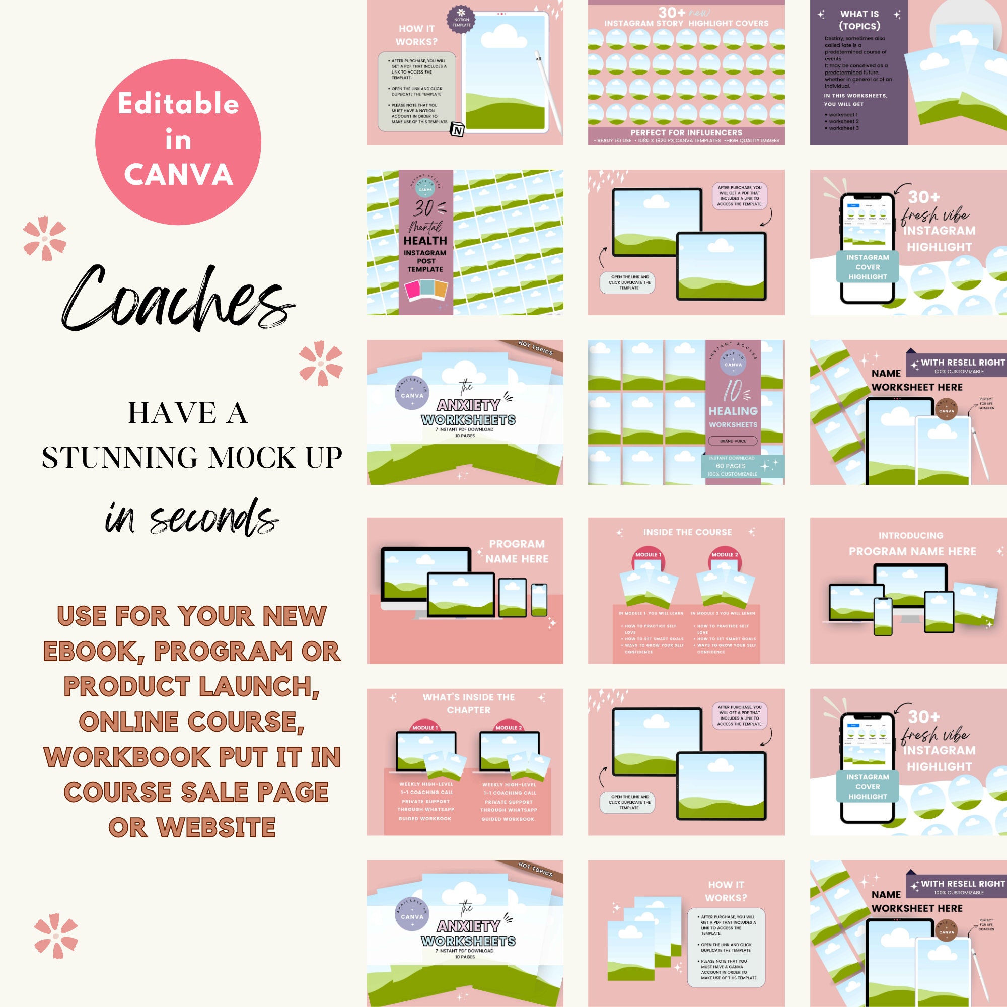 100+ Mockup Canva Template for Coaches, Course Creator Mockup, Digital ...