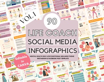 Life Coach Mental Health Instagram CANVA Templates | Self Love Coach Instagram Post Templates | Social Media Post | Coaching Instagram Post