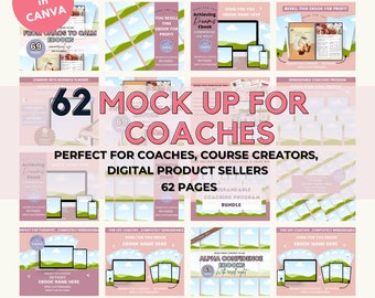 Mockup Canva Template for Coaches, Course Creator & Online Course Mockup, Digital Product Mockup, Canva Ebook Template Mockup Bundle