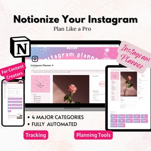Notion Template Instagram Planner, Social Media Content Notion Dashboard, Content Marketing, Notion Planner Content Creator, Freelancer