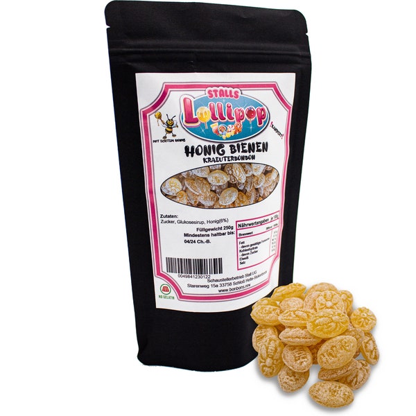 Honey candies - 250g honey bees with real honey - delicious herbal candies from Stalls Lollipop