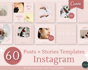 50 Pink Skincare Instagram Post Templates Canva for - Etsy Canada