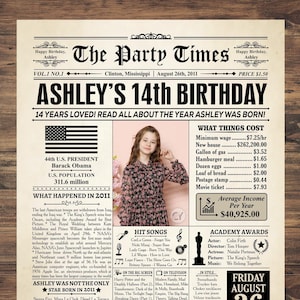 14th Birthday Zeitungsposter: Back in 2011 (Digitaler Download)
