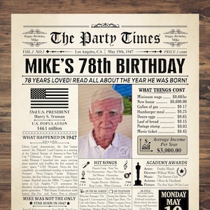 78° compleanno, biglietto d'auguri per il 78° compleanno, 78 anni, regalo per il 78° compleanno, poster per il 78° compleanno, decorazioni per il 78° compleanno, nato nel 1947, di nuovo nel 1947