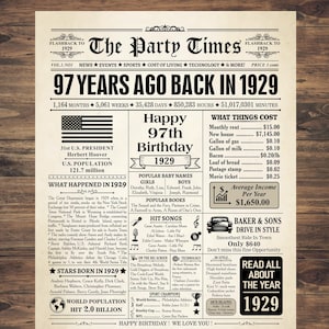 Afiche del 97.º aniversario del periódico: 1929 (Descarga digital)