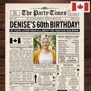 60er Geburtstag Poster, 60er Jahre Dekor, 60er Jahre Zeitung, 1965 Kanada Poster, 60er Jahre Geschenke, 60er Jahre Poster