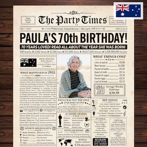 70er Geburtstag Geschenk Für Männer oder Frauen, 70er Geburtstag Zeitung, 70er Geburtstag Geschenk, 70er Geburtstag Poster, geboren 1955, 70er Geburtstagsparty