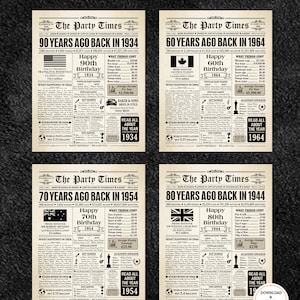 1944 CANADÁ, cartel del periódico del 80 cumpleaños canadiense, cartel de cumpleaños de 1944 DESCARGA INSTANTE, hace 80 años, allá por 1944, decoración del 80 cumpleaños imagen 7