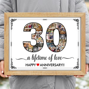30th Anniversary, Back in 1992,  Poster Sign PRINTABLE, 30th Wedding Anniversary Gift, 30h Anniversary Party, 30 Number Photo Collage