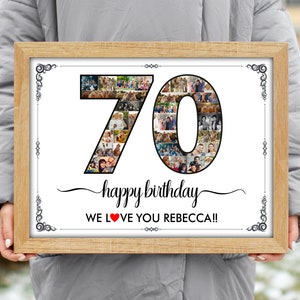 Regalo de 70 cumpleaños, collage de fotos con números, decoración para fiesta de 70 aniversario, collage de imágenes, hecho a medida con tus fotografías.