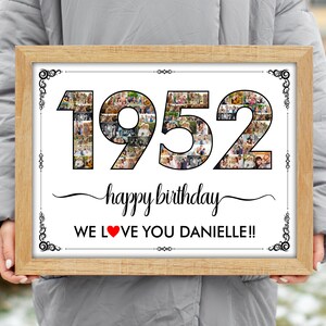 1952 Geburtstagsgeschenk, 70er Geburtstagsgeschenk, 70er Geburtstag Party Dekoration - 70 Zahlen Fotocollage - Nach Maß mit Ihren Digitalen Bildern,