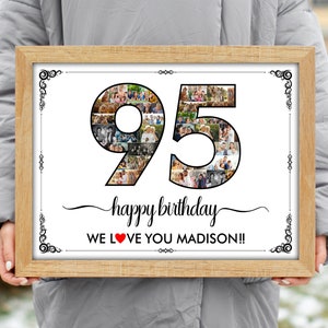95th Birthday Gift, Number Photo Collage, 95th Party Decoration, Picture Collage, Custom Made from your Photographs! Active Photos