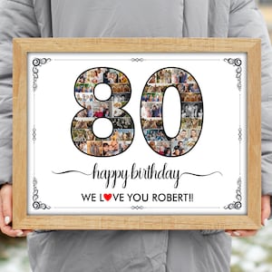 80th Birthday Photo Collage Gift: Custom Number Print (Digital Download)