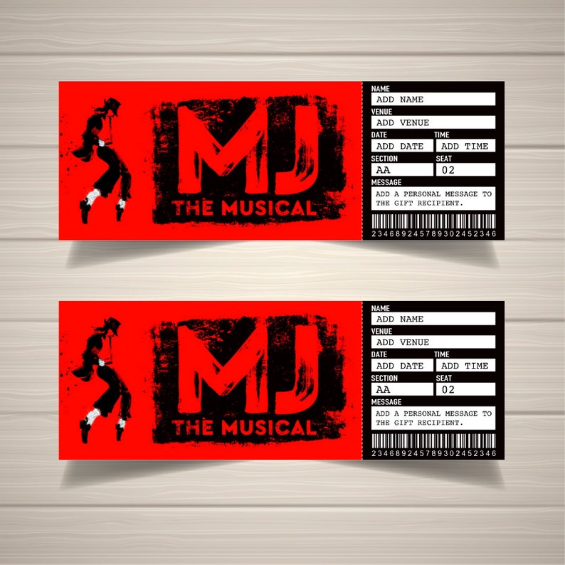 Printable MJ Broadway Surprise Ticket MJ the Musical Etsy