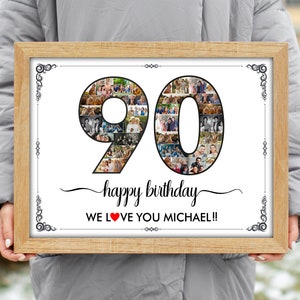 90th Birthday Photo Collage Gift: Personalized Number Design (Digital Download)