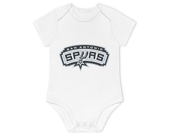 San Antonio Spurs Baby Organic Bodysuit, Miękkie body niemowlęce, Prezent na baby shower, Odzież dla fanów sportu, Organiczna bawełniana odzież niemowlęca