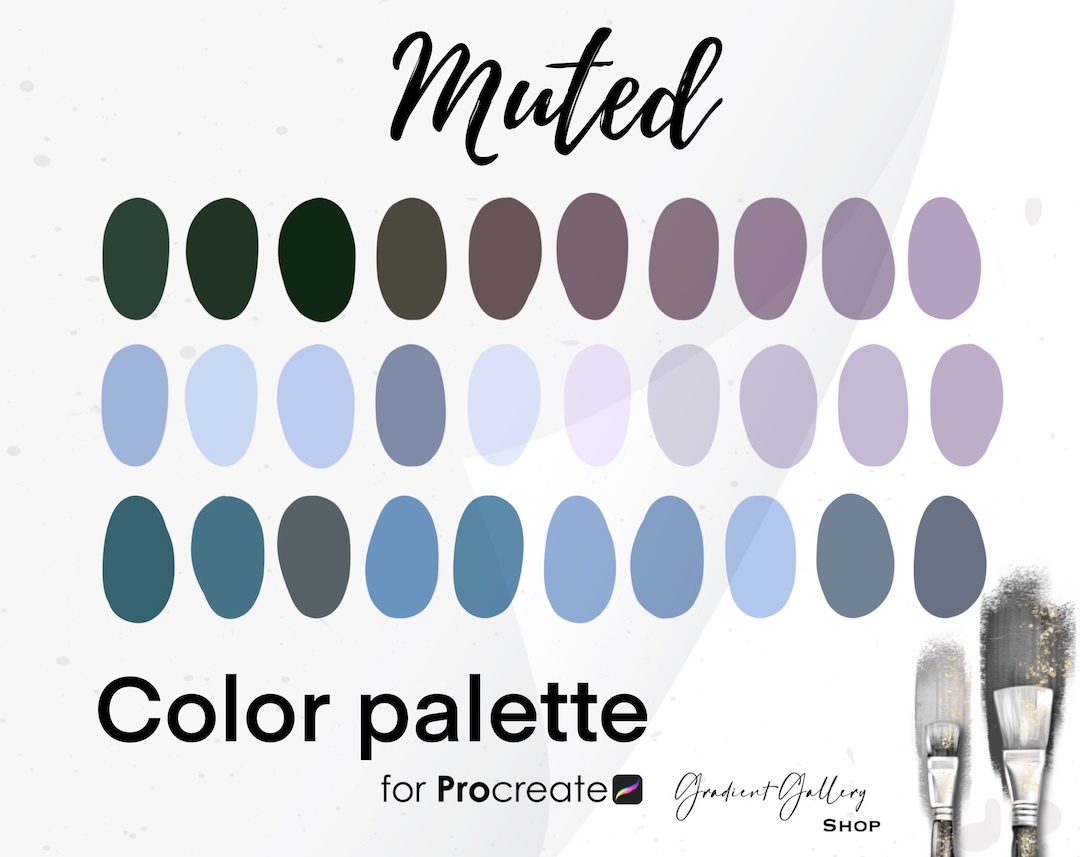 Muted Procreate Color Palette iPad Procreate Tools Muted Blue Color Swtches Color Palletes - Etsy